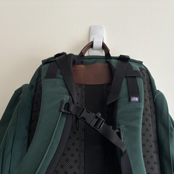 Rare Vintage The North Face Green Ruck Sack Backpack Hiking Bag Leather Trim - Picture 5 of 11